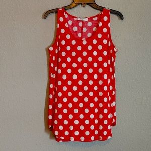 Zenana Large Red & White polka dot shirt